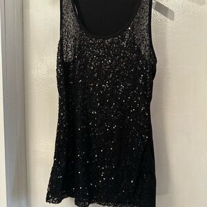 Charlotte Russe Black Sequin Camisole Tank